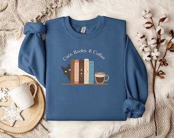 Cats, Books, and Coffee | Cats coffee and books shirt | Books, cats and coffee tshirt | Cats Books and Coffee Shirt | Cats, Coffee and Books