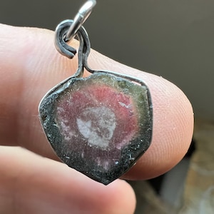 Watermelon Tourmaline Silver Pendant 14x13 mm 4.8 g