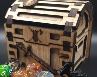 Kämpfer Würfelbox: Würfelbox aus Holz für RPG Spiele