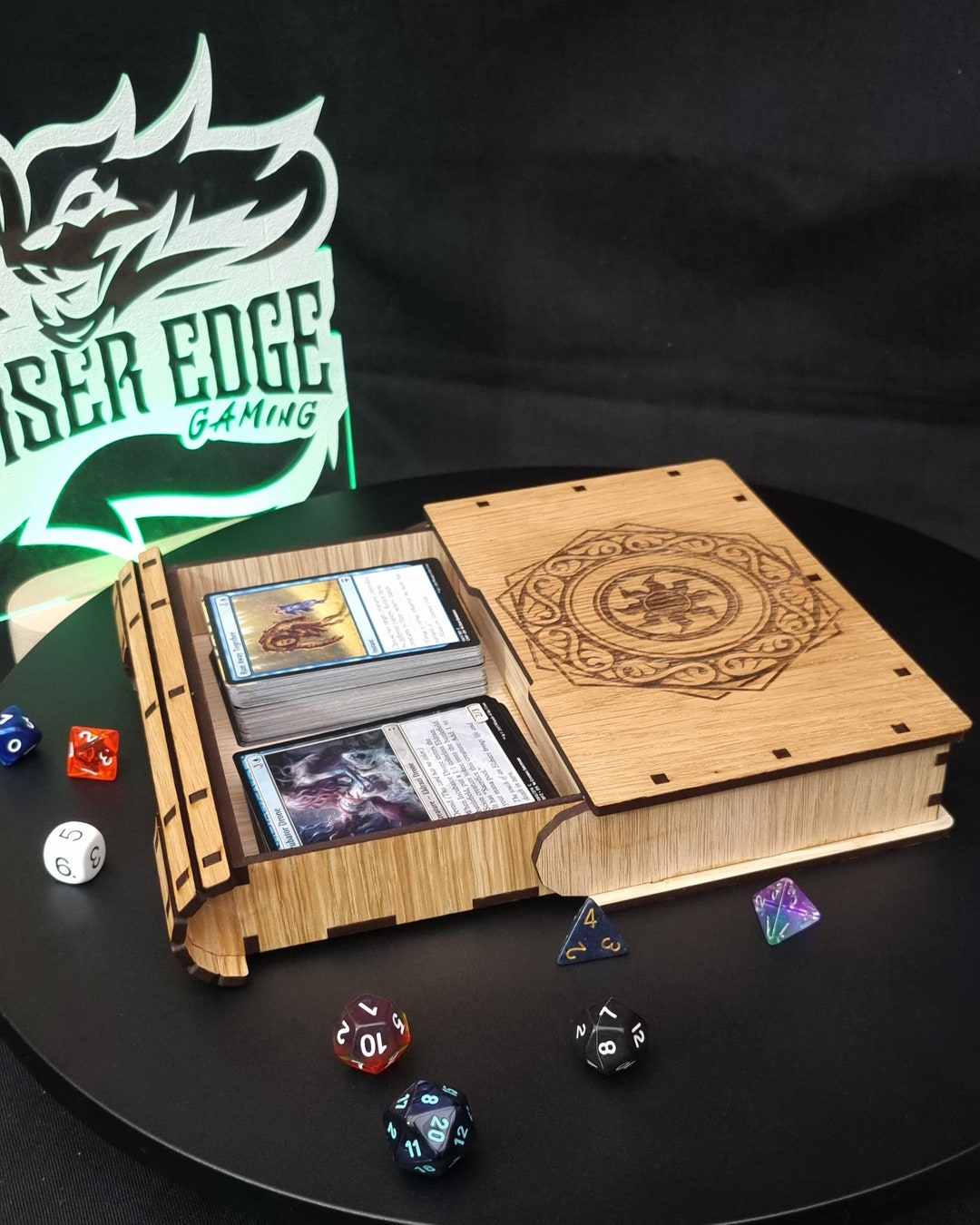 White Mana Sliding Storage Book, Gaming Storage, Dice Box, Card Deck