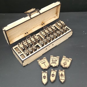 D&D Initiative Tracker Set – 14 Class + 14 Enemy Tokens with Storage Box | DM Screen Combat Accessory for 5e. Upto 3mm thick screens.