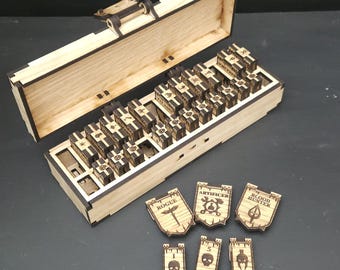 8mm Screen D&D Initiative Tracker Set – 14 Class + 14 Enemy Tokens with Storage Box | DM Screen Combat Accessory for 5e