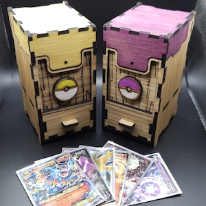 Meisterball Kartenbox mit Schublade, Würfelaufbewahrung, Pokemon Karten