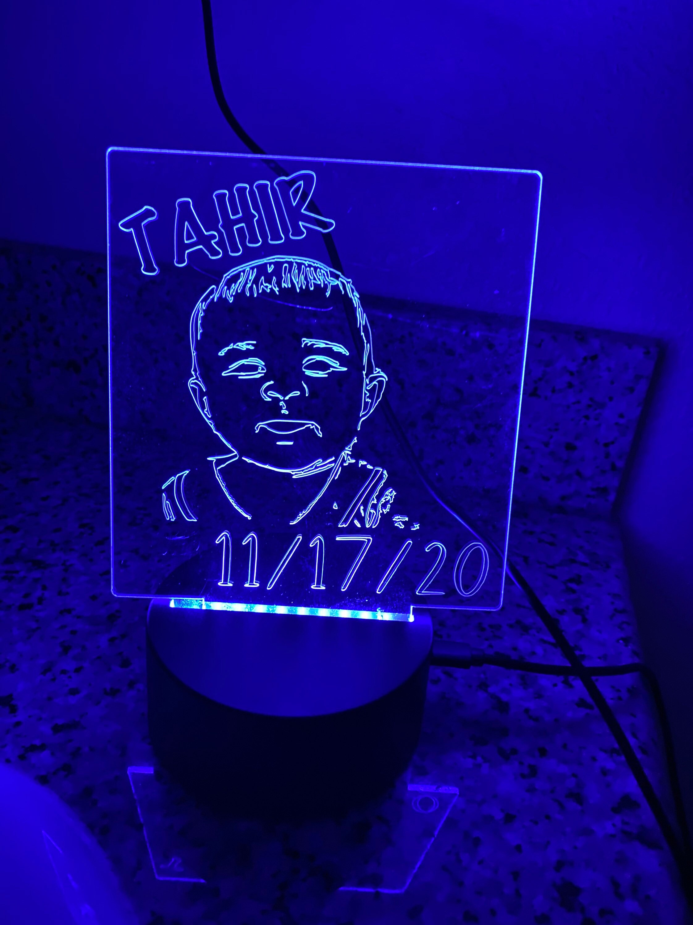 Personalized LED night light Engraved acrylic on a multi Etsy