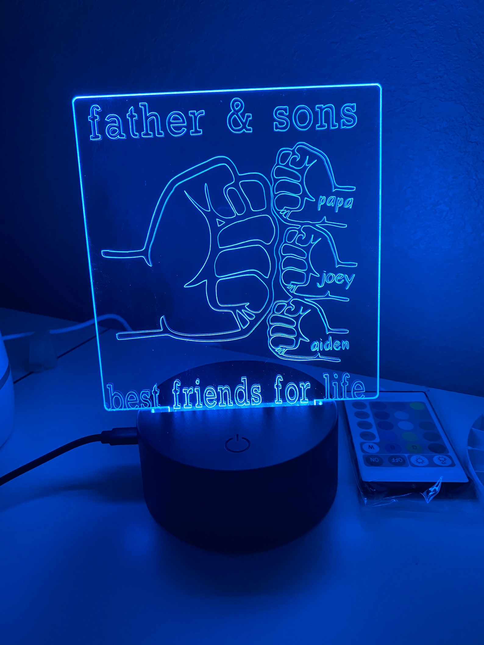 Personalized LED night light Engraved acrylic on a multi Etsy