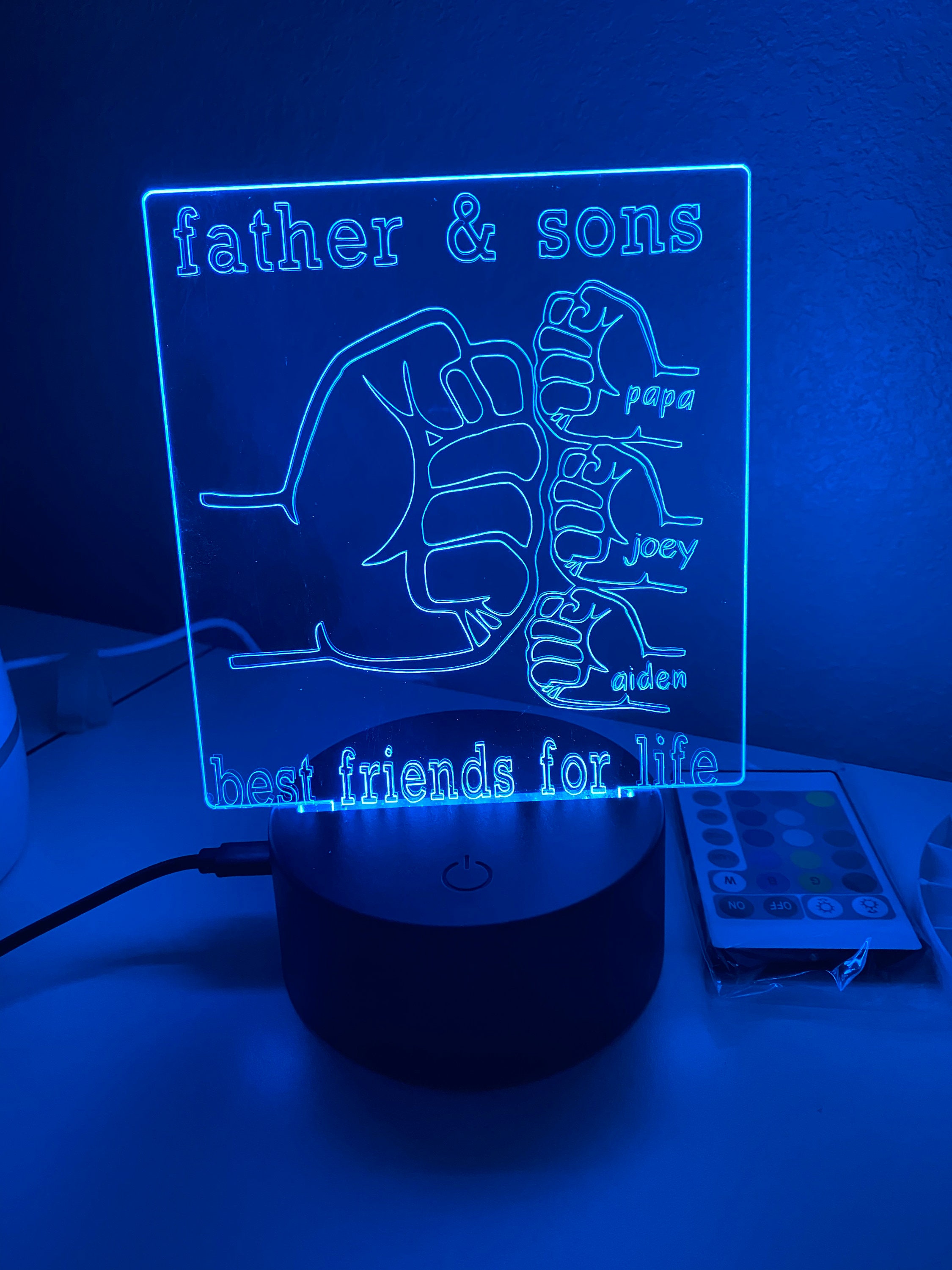 Personalized LED night light Engraved acrylic on a multi Etsy