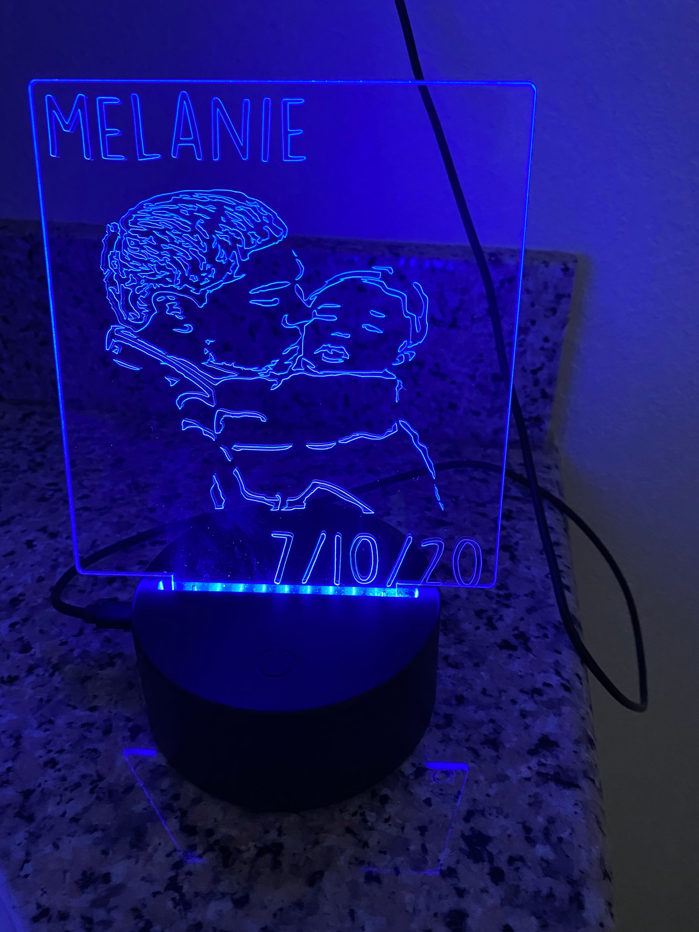 Personalized LED night light Engraved acrylic on a multi Etsy