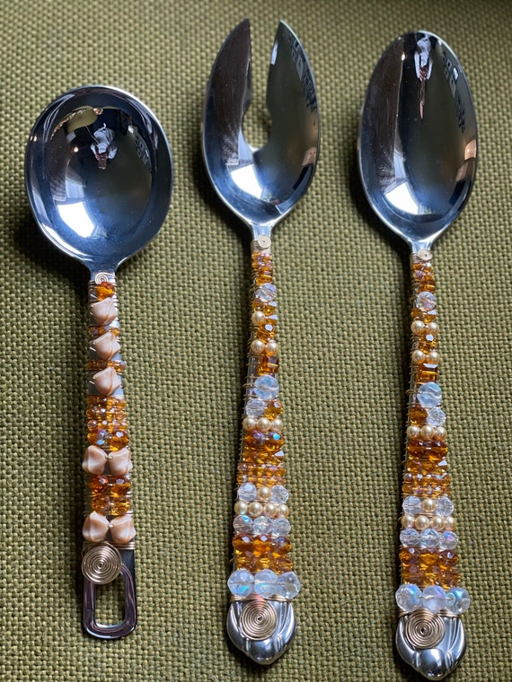 Wire Rapped and Beaded Serving Utensils Etsy