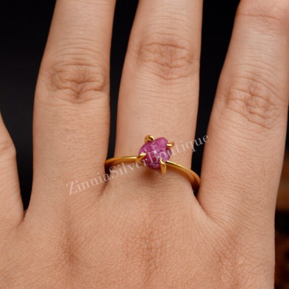 Natural Raw Ruby Ring Ruby Ring Gemstone Jewelry 925 Sterling