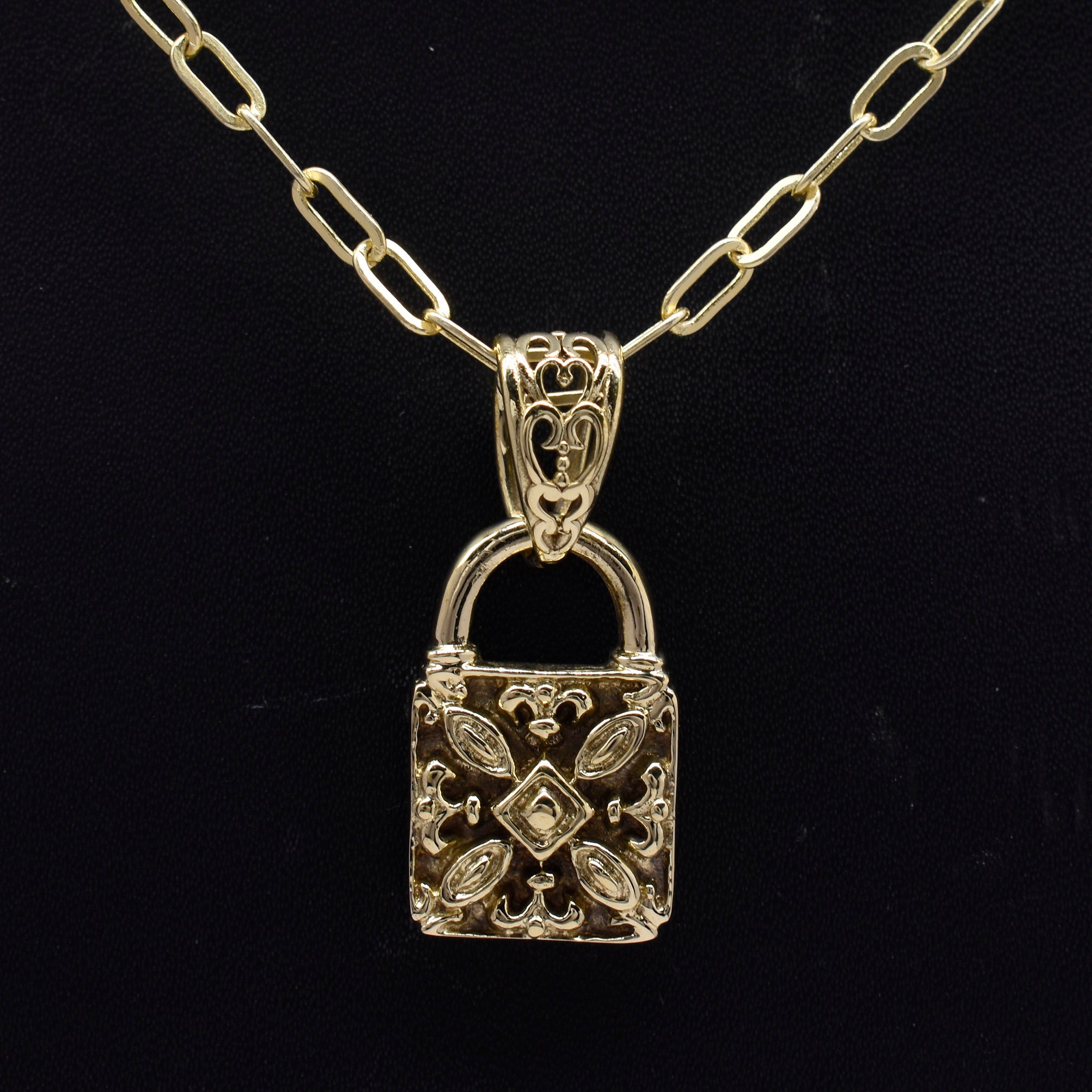 Gold Lock Paperclip Chain Necklace Lock Chain Link Necklace Etsy