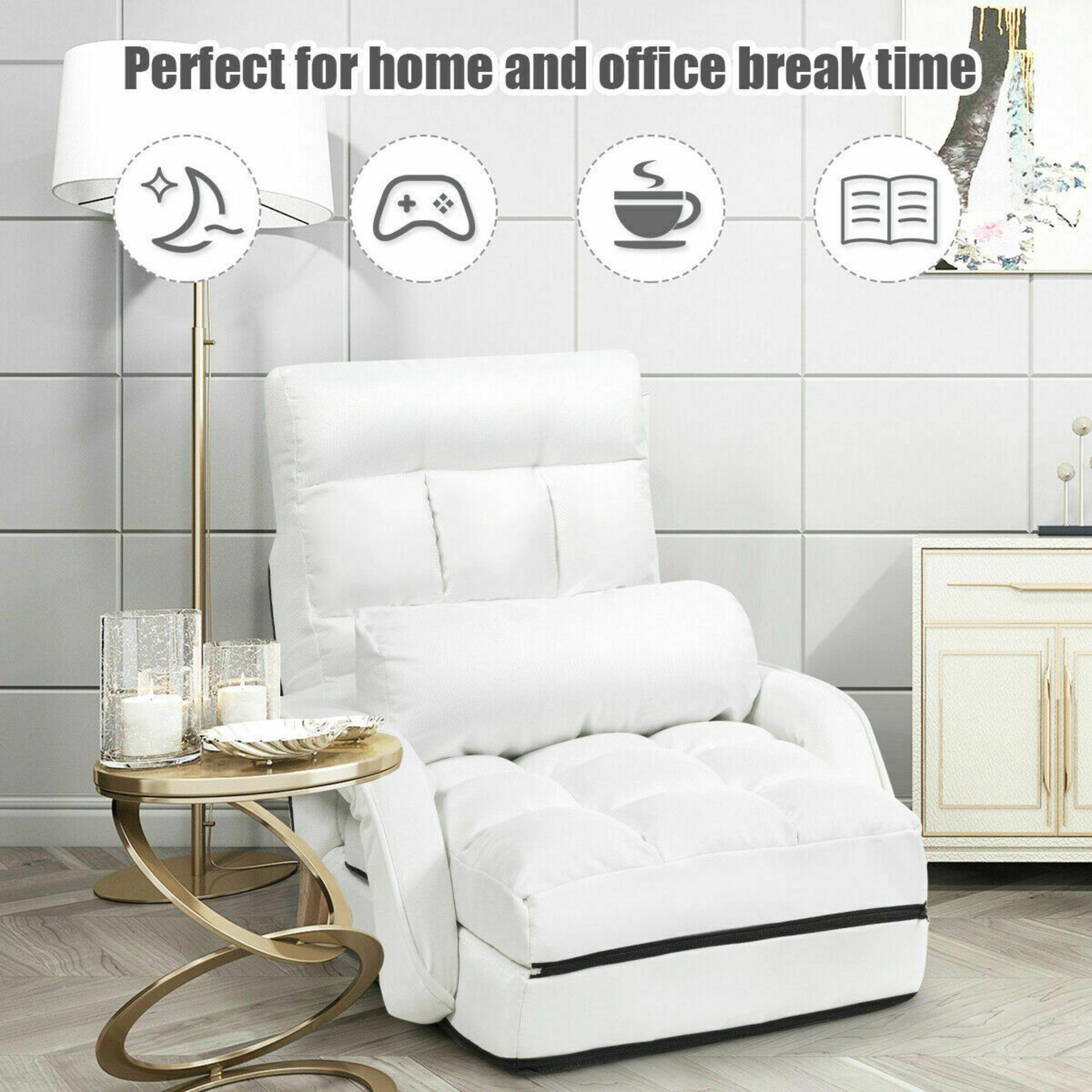 White Folding Lazy Sofa Floor Chair Sofa Lounger Bed with Etsy