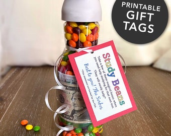 Study Beans Graduation Gift Tag – Graduation DIY Candy Craft Gift, College, High School - Color Digital Download Printable PDF