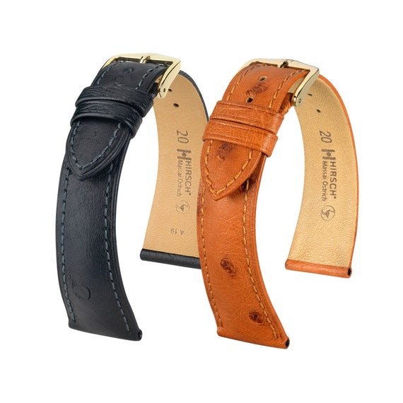 Hirsch Massai Ostrich Watch Strap, Gold Brown