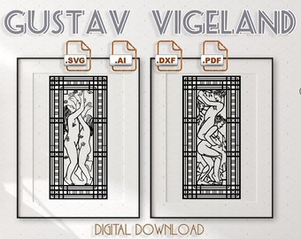 Norwegian sculptor Gustav Vigeland's designs digital vectors download * CNC laser cutting, engraving, Cricut SVG use, Poster & Card printing