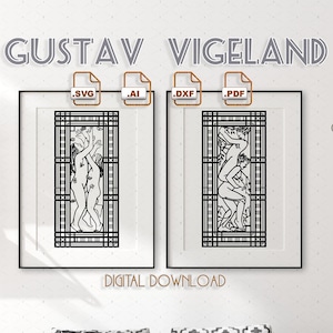 Norwegian sculptor Gustav Vigeland&#39;s designs digital vectors download * CNC laser cutting, engraving, Cricut SVG use, Poster & Card printing