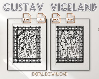 Gustav Vigeland Art: lasergesneden vectorontwerpen (digitale download)