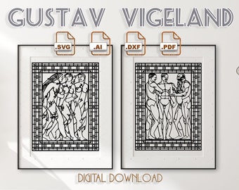 Norwegian sculptor Gustav Vigeland's designs digital vectors download * CNC laser cutting, engraving, Cricut SVG use, Poster & Card printing