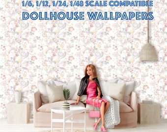 Dollhouse Wallpaper printable 1/6, 1/12, 1/24, 1/48 Liberty Victorian Arts and Crafts William Morris, miniature furniture DIGITAL DOWNLOAD