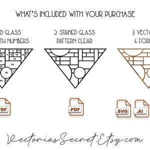 Frank Lloyd Wright's Avery Coonley stained glass PATTERN & digital VECTOR files for laser cutting, engraving, etching machines Cricut SVG image 3