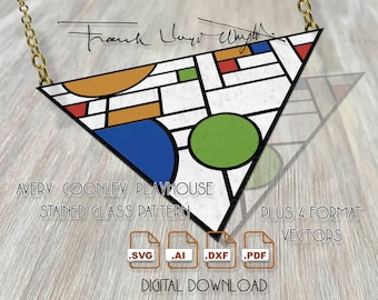 Glas-in-loodpatroon Frank Lloyd Wright: Avery Coonley Design (digitale bestanden)