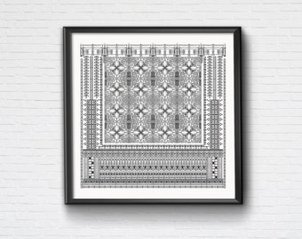 Frank Lloyd Wright Art Deco abstract geometric print in black and white from House Beautiful. Vector PDF illustration for DIY home decor