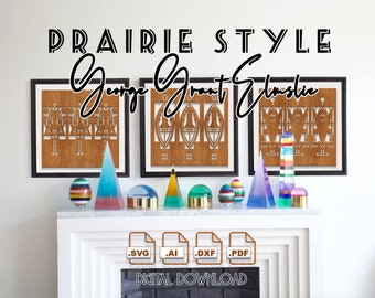 Prairie style George Grant Elmslie's stencil designs digital vectors to use with laser cutting, engraving & etching machines; Cricut SVG