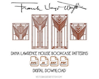 Frank Lloyd Wright's Dana Lawrence House stained glass designs digital vector files, laser cutting, engraving & etching machines; Cricut SVG