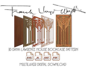 3D Multilayer Frank Lloyd Wright's Dana Lawrence House stained glass digital files, laser cutting, engraving & etching machines; Cricut SVG