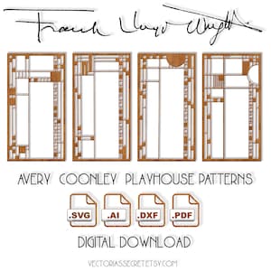 Frank Lloyd Wright's Avery Coonley stained glass designs digital vector files for laser cutting, engraving & etching machines Cricut SVG image 1
