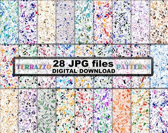 Dollhouse flooring 28 Jesmonite Terrazzo printables 1/6, 1/12, 1/24, 1/48 - High res digital papers for origami, scrapbooking & creative use