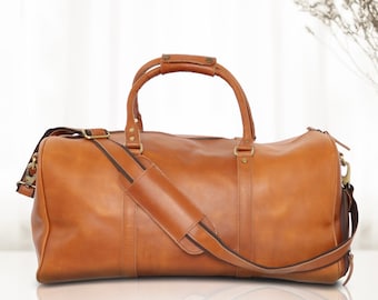Handmade Leather Duffle Bag, Personalized Large Weekend Bag, Vacation Holidays Travel Bag, Best Men Gift, Groomsmen Gift, Leather Bag,Custom