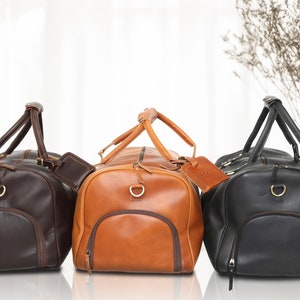 Handmade Leather Duffle Bag with Shoe Compartment Personalized Large Weekend Bag Vacation Holidays Travel Bag Best Men Gift Groomsmen Gift