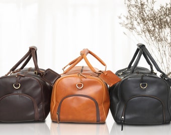 Handmade Leather Duffle Bag with Shoe Compartment Personalized Large Weekend Bag Vacation Holidays Travel Bag Best Men Gift Groomsmen Gift