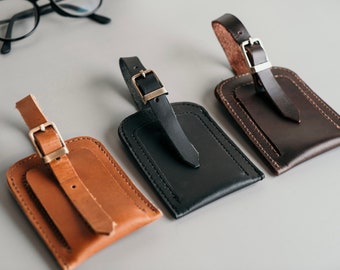 Personalized Leather Luggage Tag Handmade Leather Tag Custom Leather Travel Tag Wanderlust Gift Wedding Favor Tags Traveler's Gift Christmas