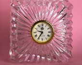 Royal Albert Vintage Small Square Waterford Crystal Glass Clock - FREE US SHIPPING