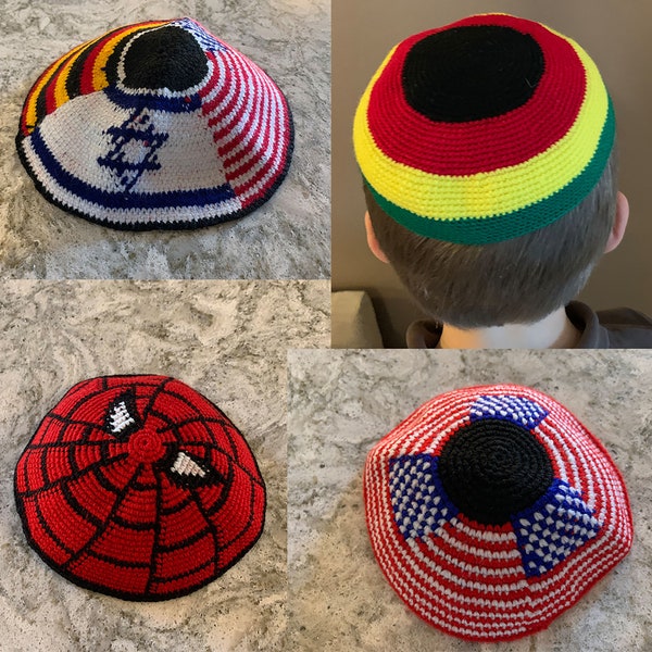 Kippah Yarmulka Skull Cap Pan-African, US Flags, US/African/Israeli Flags and Batman