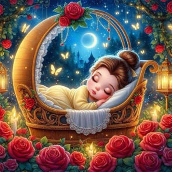 Sleeping Baby Belle DIY 5D Full Round Drill Diamond Painting