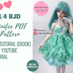 1/4 BJD ミニフィー ドレス パターン。Bjd Msd ミニフィー ドレス PDF パターン。MSD ドレス パターン。ミニフィー フェアリーランド パターン。1/4 Bjd パターン
