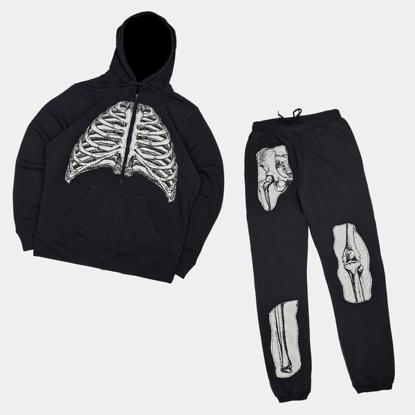 Sweatshirt à Capuche Zip HAWK - Imprimé Squelette - Taille M Garçon - Occasion Bon état