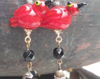 Rasta bird earrings