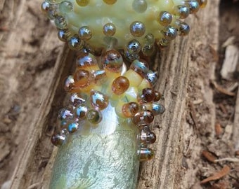 Stekelige anenome zeepokken lampwork glazen hanger