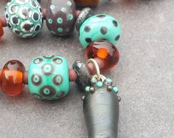 Handmade lampwork glass bead necklace