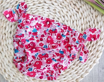 bloomer bébé et bandeau assorti en liberty betsy fraise