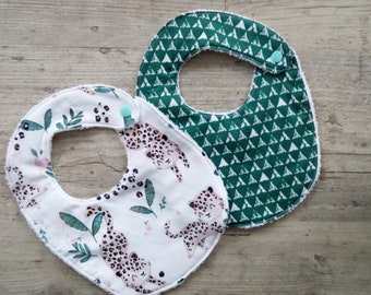 baby leopard bibs and emerald green triangle