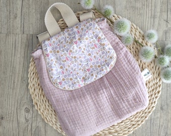 sac à dos personnalisable pour la crèche ou la maternelle en double gaze et coton