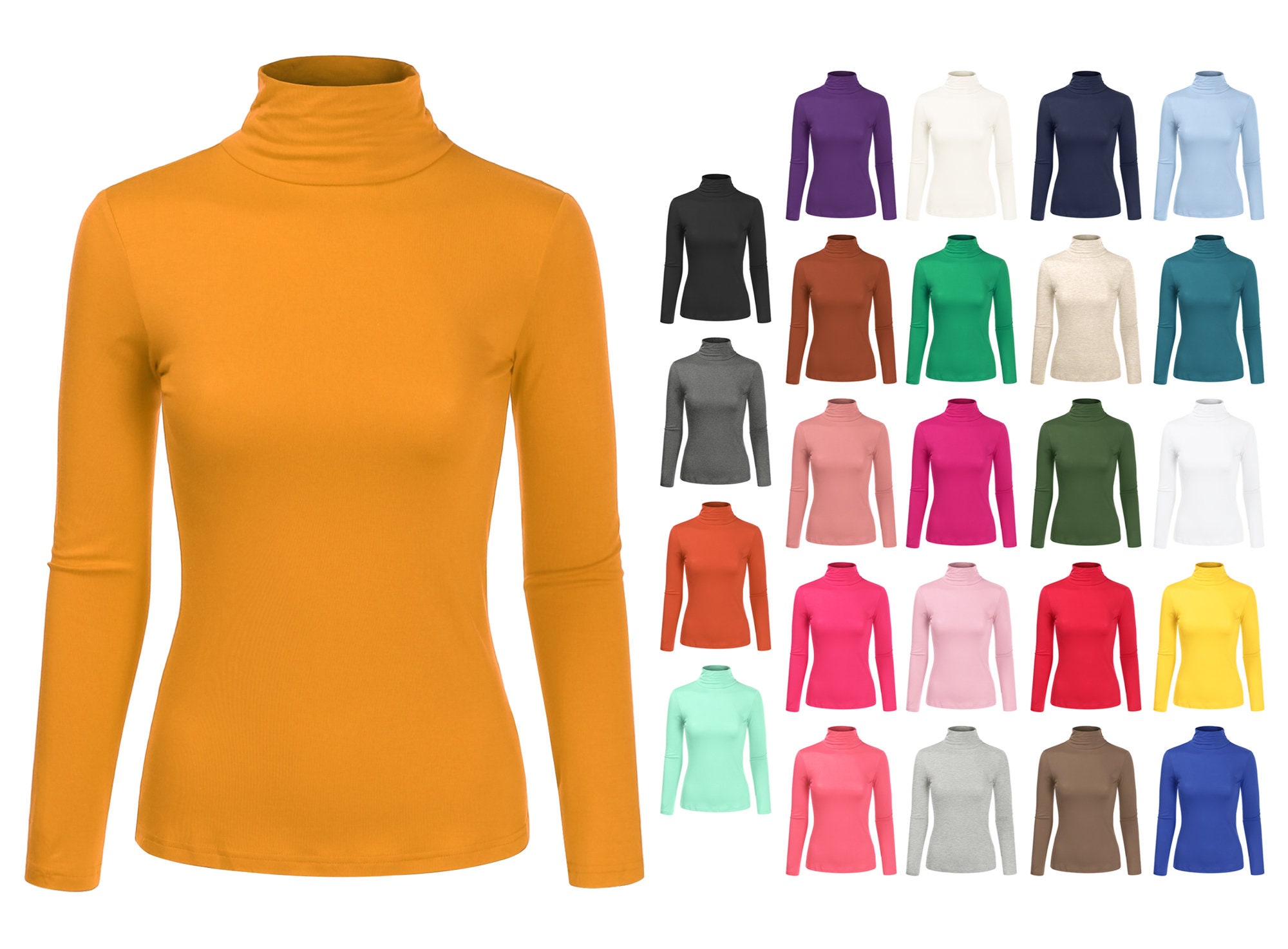 Women's yellow store cotton turtleneck