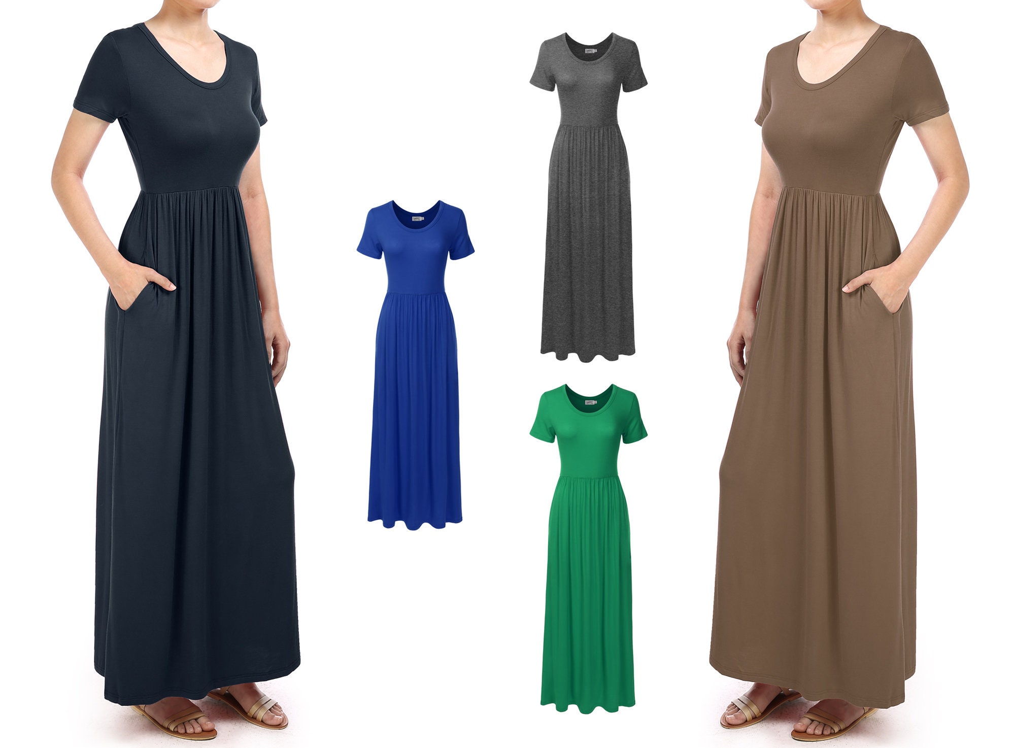 yiqianzhaobiao_Dress Maxi Dresses for Women Casual Maxi Dress Pockets Elegant Short Sleeve Long Dress YQZB 
