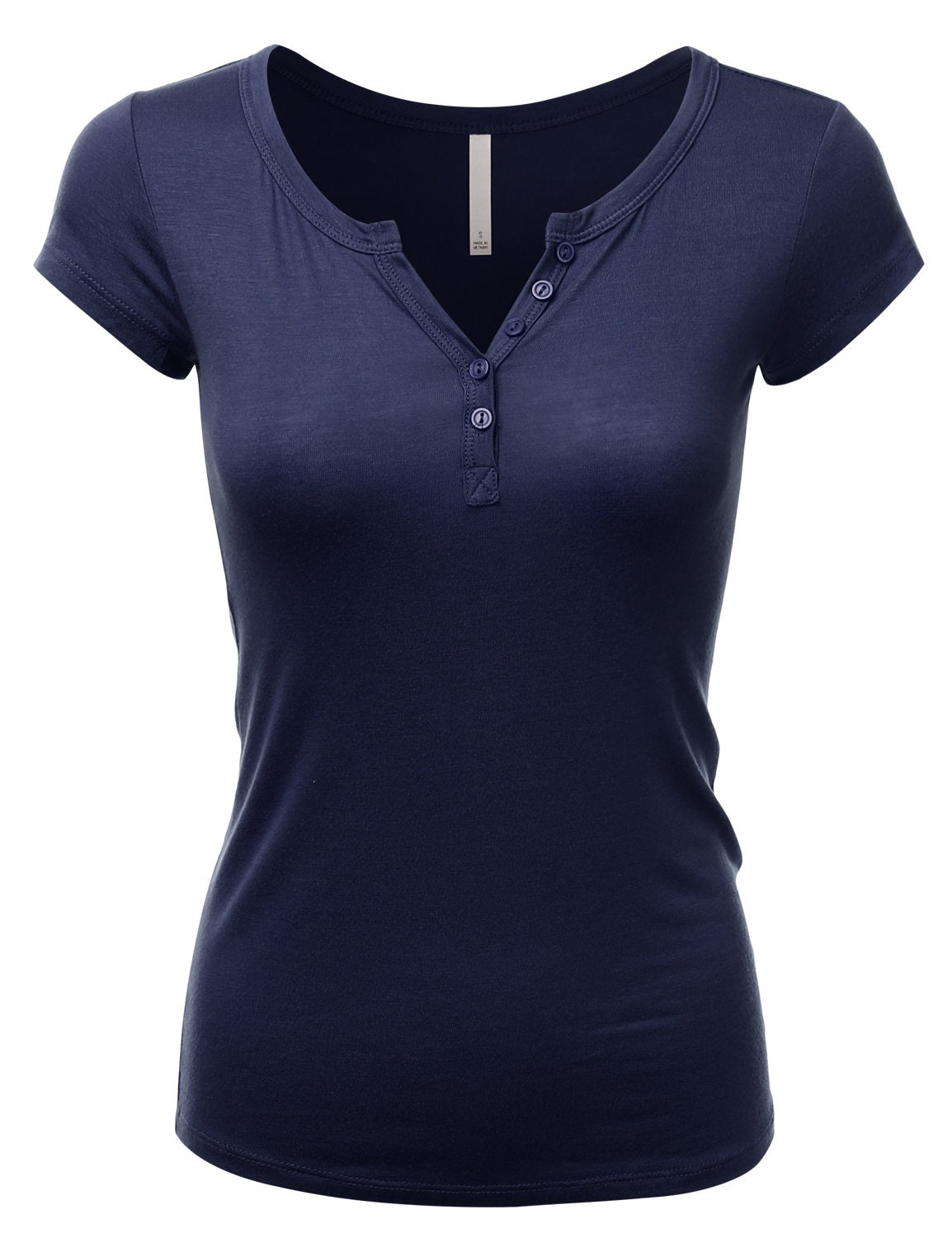 Women's Short-Sleeve V-Neck Henley, Women's Tops