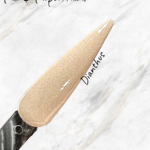 Dianthus - Tanish/cream neutral with shimmer. Dip powder. DIY dip nails. Nails. Dual purpose acrylic powder. Shimmer nails.