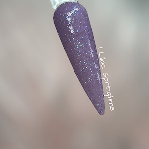 I Lilac Springtime: pastel lavender nail dip. Blue/green shimmer. Lavender glow in the dark. Spring nail dip. Acrylic nail powder.